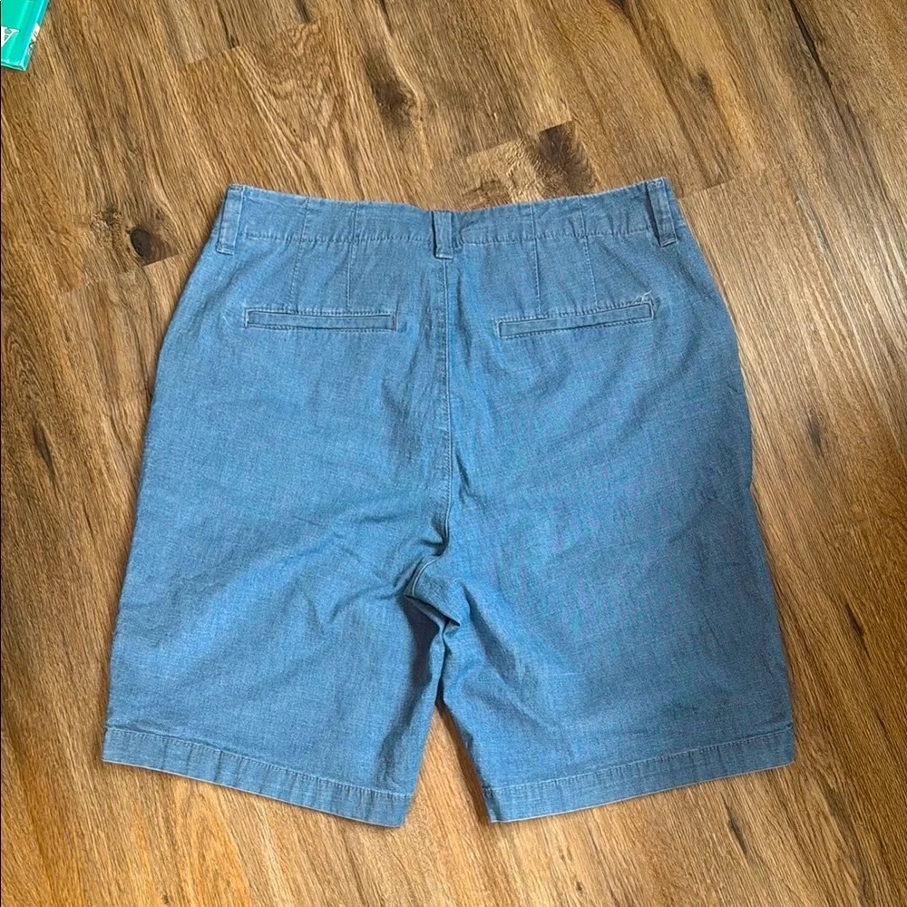 Lee Women’s Cotton Blend Chambray Blue Bermuda Long Modest Walking Shorts